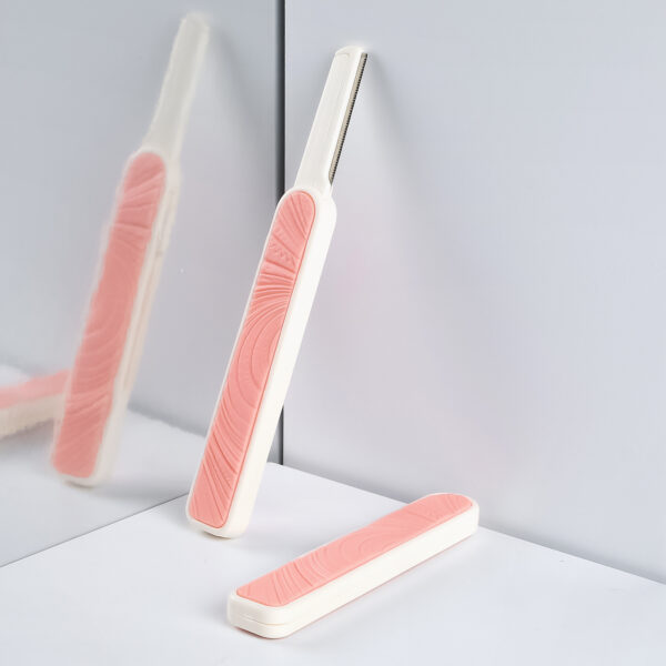 Pink And White Wave Eyebrow Trimmer, Precise Trimming, Portable Beauty Assistant