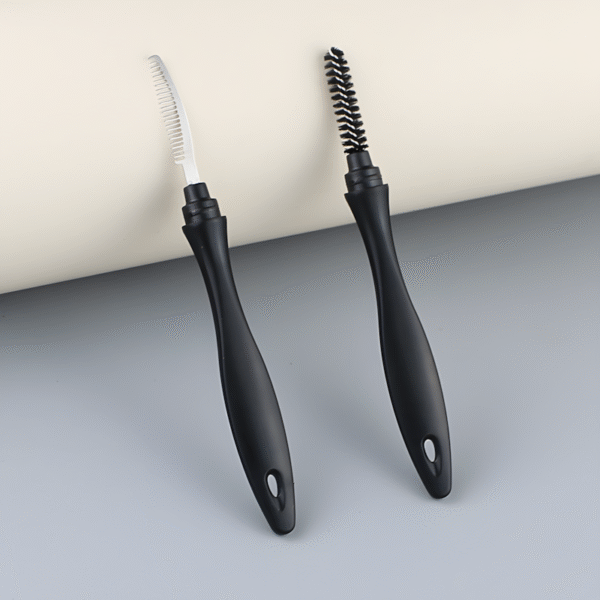 Black Non-Slip Makeup Brush Comb Set | Ergonomic 30° Handle Design × Comb Tooth Guide Groove - Image 2