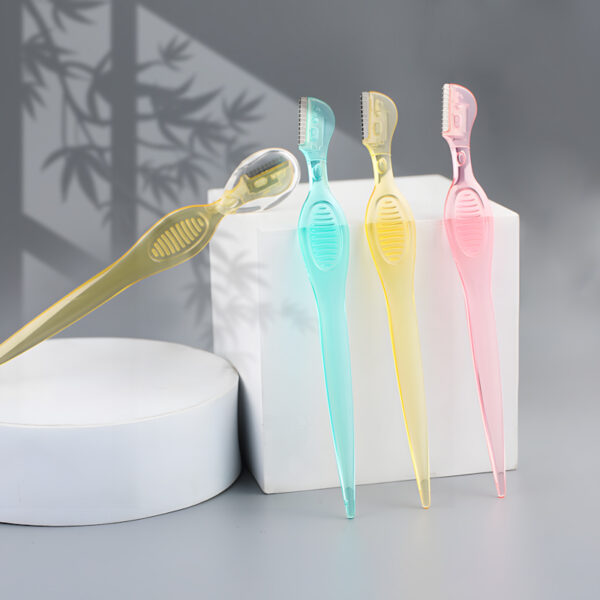 Macaron Three-Color Eyebrow Razor Set With Anti-Scratch Eyebrow Trimming Set, Safety Razor Head + Transparent Protective Case