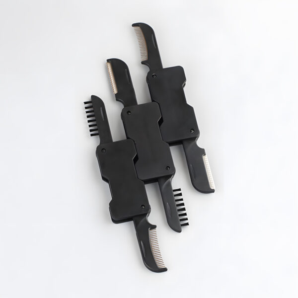 Sleek Black Multifunctional Folding Comb - Blade: Your Ultimate Grooming Companion - Image 2
